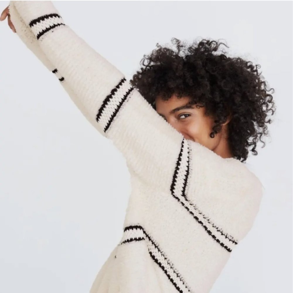 Madewell Striped Bouclé Cardigan Sweater